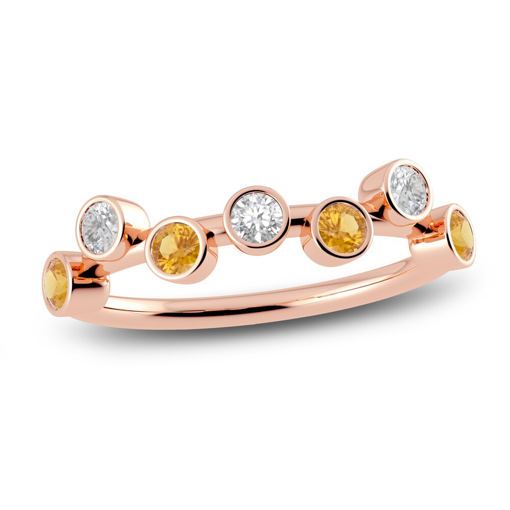 Juliette Maison Natural White Sapphire & Natural Citrine Ring 10K Rose Gold osE2jfkM