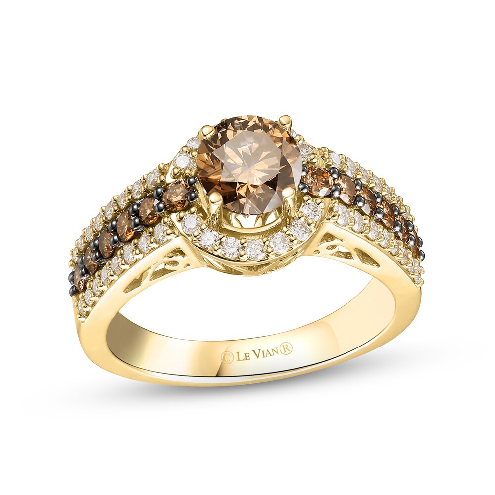 Le Vian Chocolate Diamond Ring 1-1/2 ct tw Round 14K Honey Gold oy1dRbQF