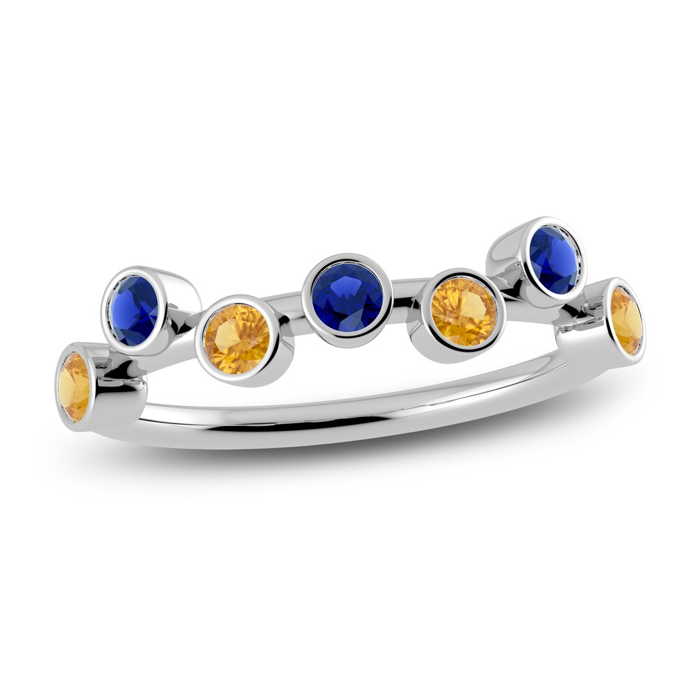 Juliette Maison Natural Citrine & Natural Blue Sapphire Ring 10K White Gold pCNp4cDN