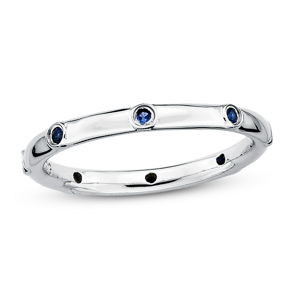 Stackable Ring Lab-Created Sapphires Sterling Silver pDNOTgi9