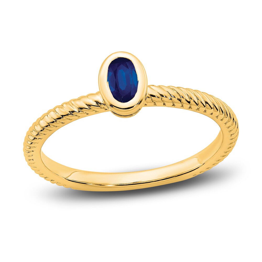 Natural Blue Sapphire Bezel Ring 14K Yellow Gold pF7hl776