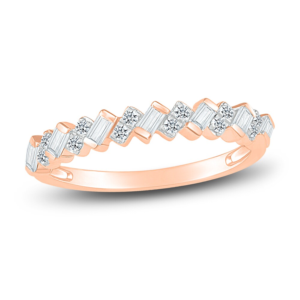 Diamond Anniversary Band 1/4 ct tw Round/Baguette 14K Rose Gold pOkFEq6d