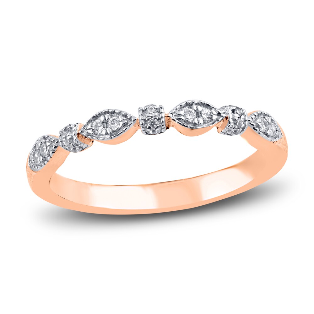 Diamond Wedding Band 1/10 ct tw Round 14K Rose Gold pPaUamCt