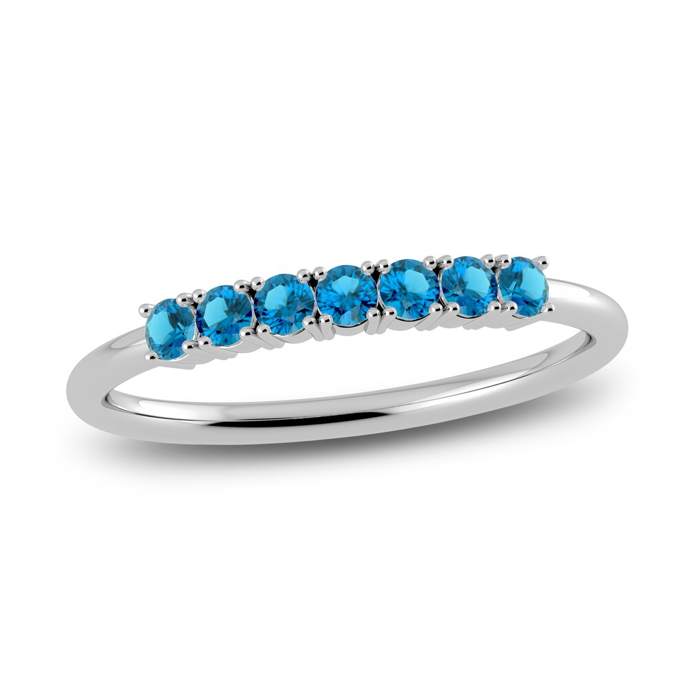 Juliette Maison Natural Blue Zircon Half Eternity Ring 10K White Gold pS6ApHSL