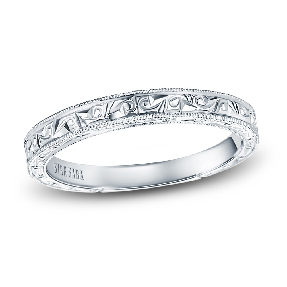 Kirk Kara Engraved Milgrain Wedding Band 14K White Gold pfCY9mLn