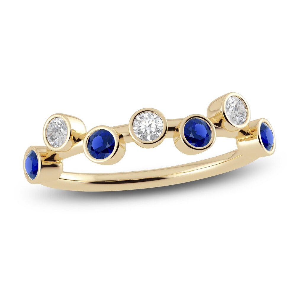 Juliette Maison Natural White Sapphire & Natural Blue Sapphire Ring 10K Yellow Gold pfWCjSYw