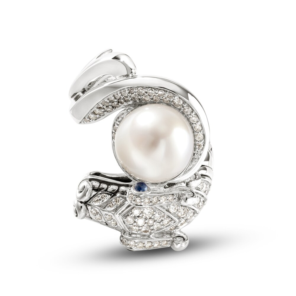 John Hardy Cultured Freshwater Pearl & Natural Blue Sapphire Naga Ring 1/2 ct tw Diamonds Sterling Silver phGqZ8XR