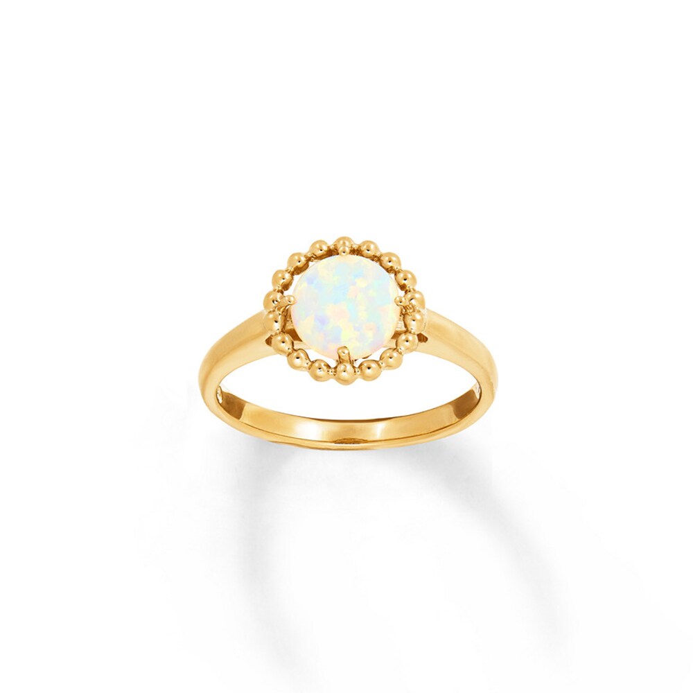 Lab-Created Opal Ring 10K Yellow Gold pisWzP1r