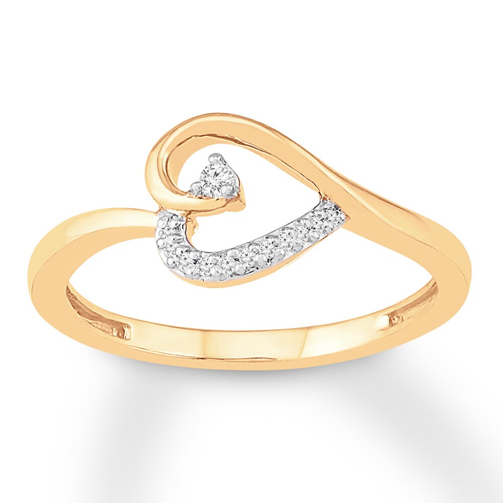 Diamond Heart Ring 1/20 ct tw Round 10K Yellow Gold plgnUhO2 [plgnUhO2]