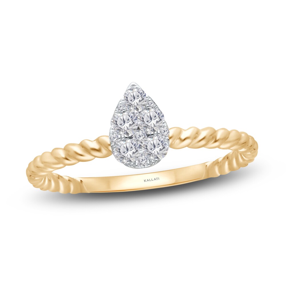 Kallati Diamond Teardrop Ring 1/4 ct tw Round 14K Yellow Gold pwpHl2tR