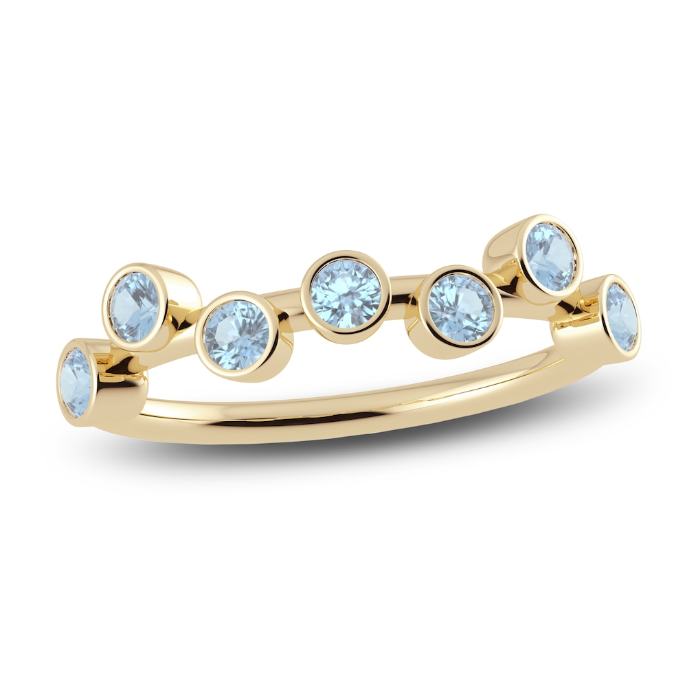 Juliette Maison Natural Aquamarine Ring 10K Yellow Gold q2T42Z4L