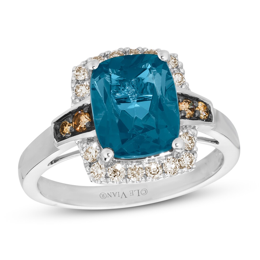Le Vian Natural Blue Topaz Ring 1/3 ct tw Diamonds 14K Vanilla Gold q37XLfhP