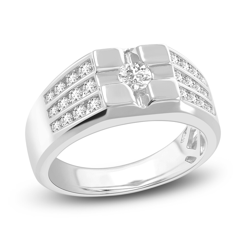 Men's Diamond Ring 1 ct tw Round 14K White Gold q3LSsRua