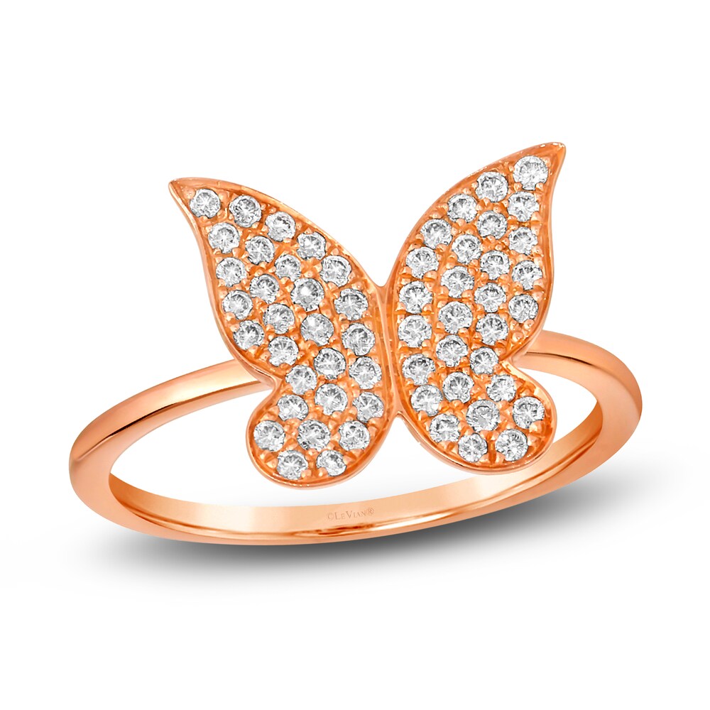Le Vian Diamond Butterfly Ring 1/3 ct tw Round 14K Strawberry Gold qCYhUcu0