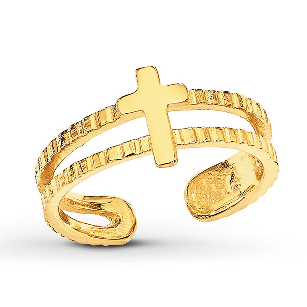 Cross Toe Ring 14K Yellow Gold qCbcIrvm