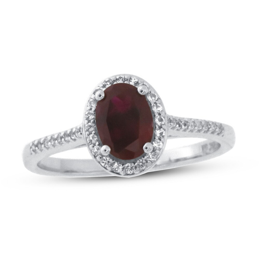 Lab-Created Ruby & White Topaz Ring 10K White Gold qGF3wMLb