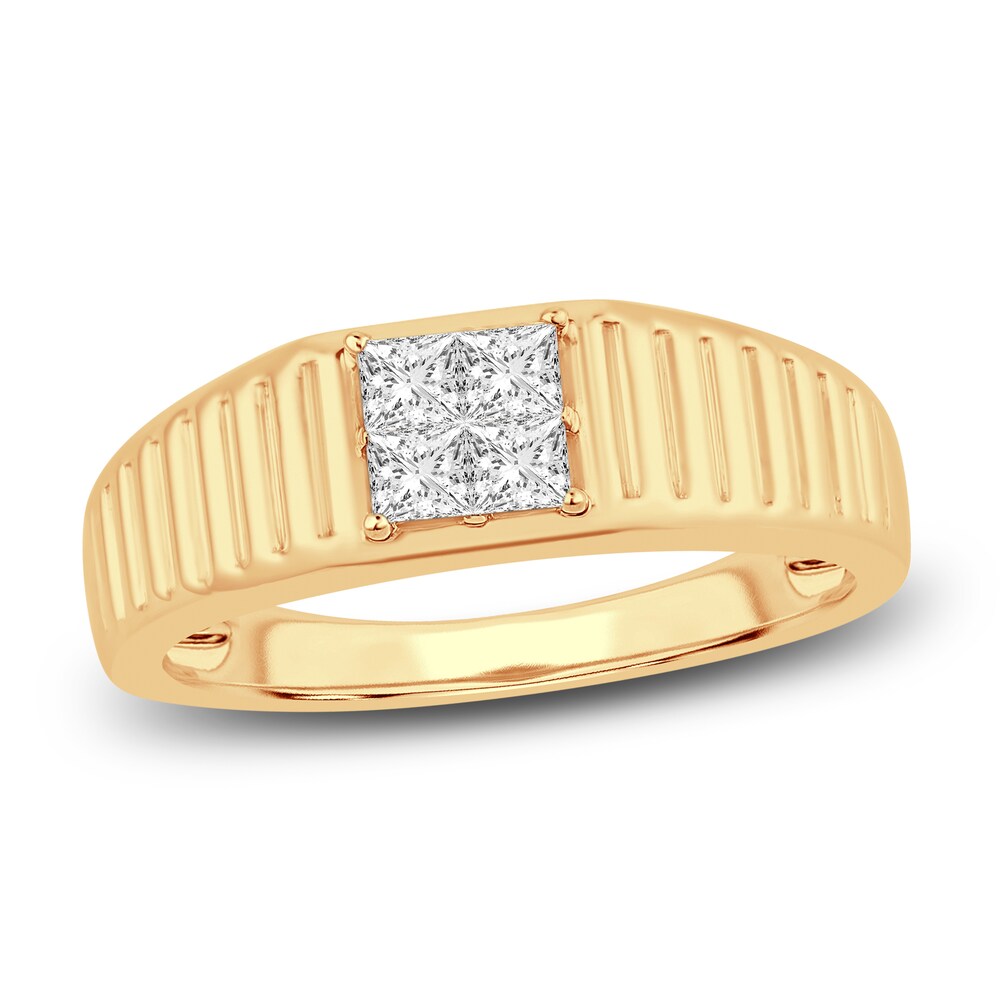 Men's Diamond Wedding Band 1/2 ct tw Princess 14K Yellow Gold qKWZUnWy