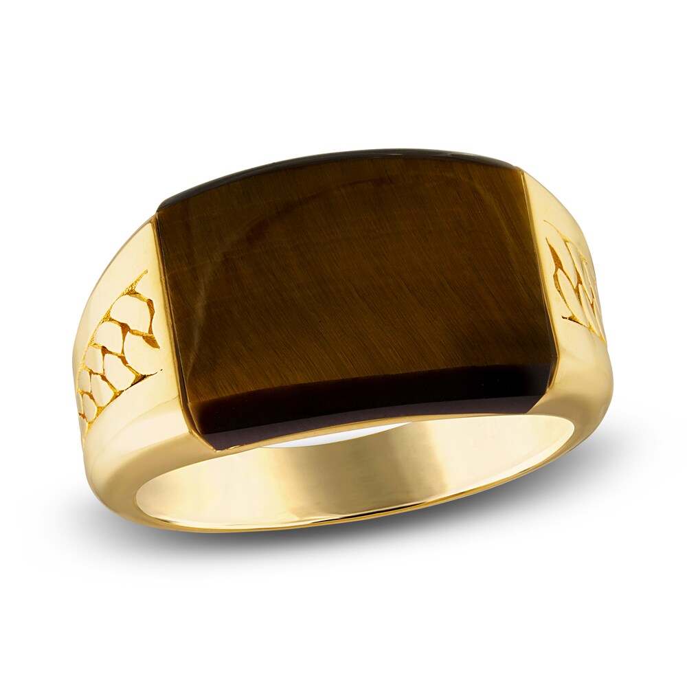 1933 by Esquire Men's Natural Quartz Ring 14K Yellow Gold-Plated Sterling Silver qNeeFGj8