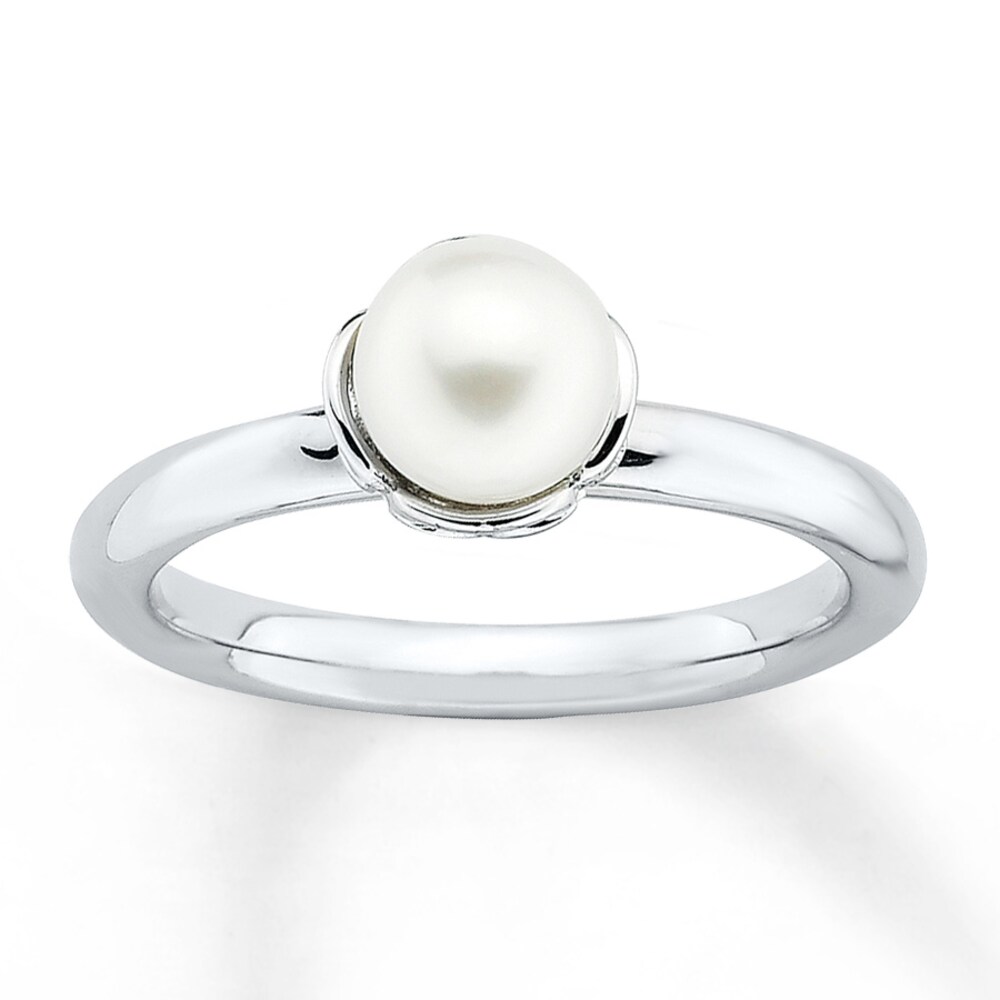 Stackable Ring Freshwater Cultured Pearl Sterling Silver qRaUXXLL