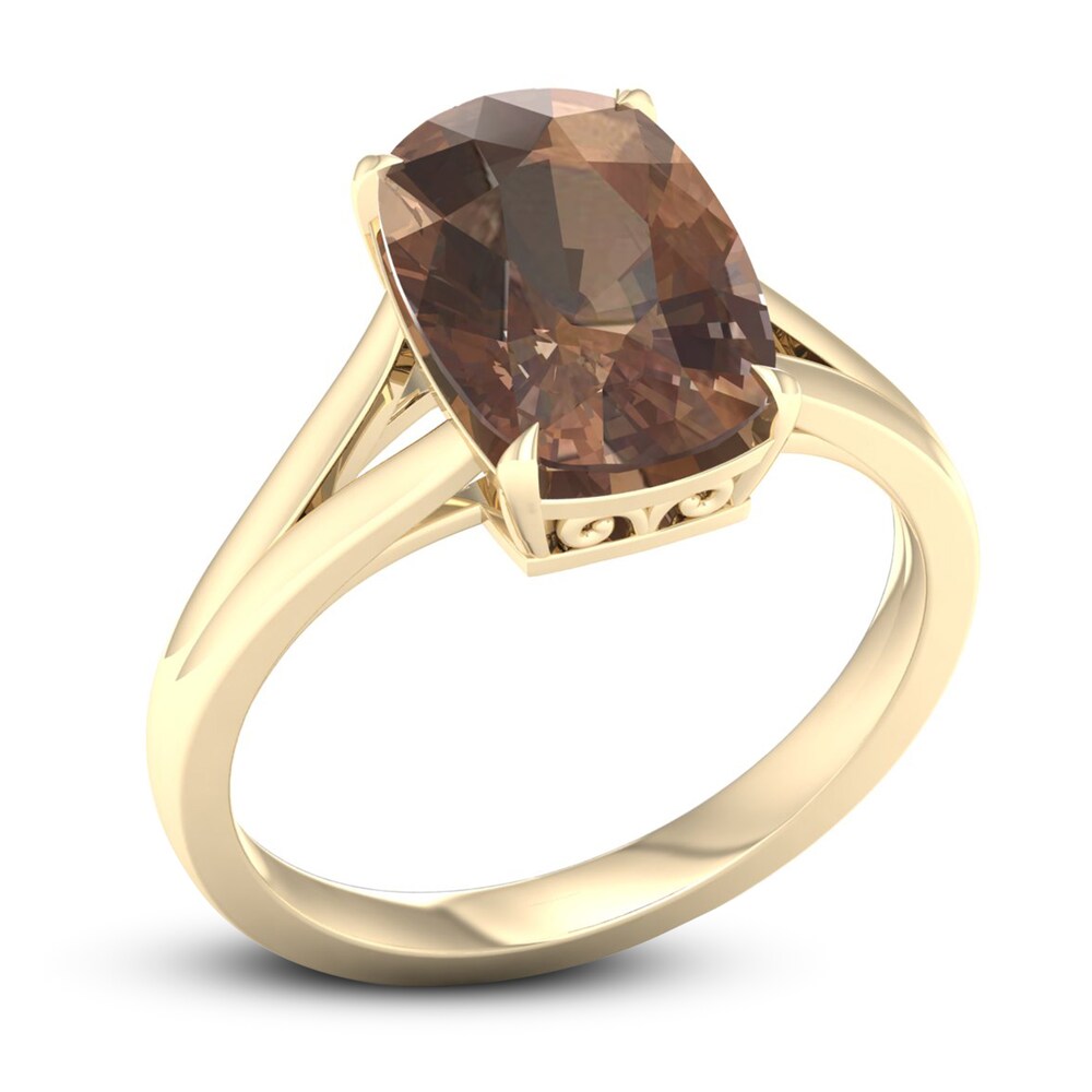 Natural Smoky Quartz Ring 14K Yellow Gold qTARUxzq