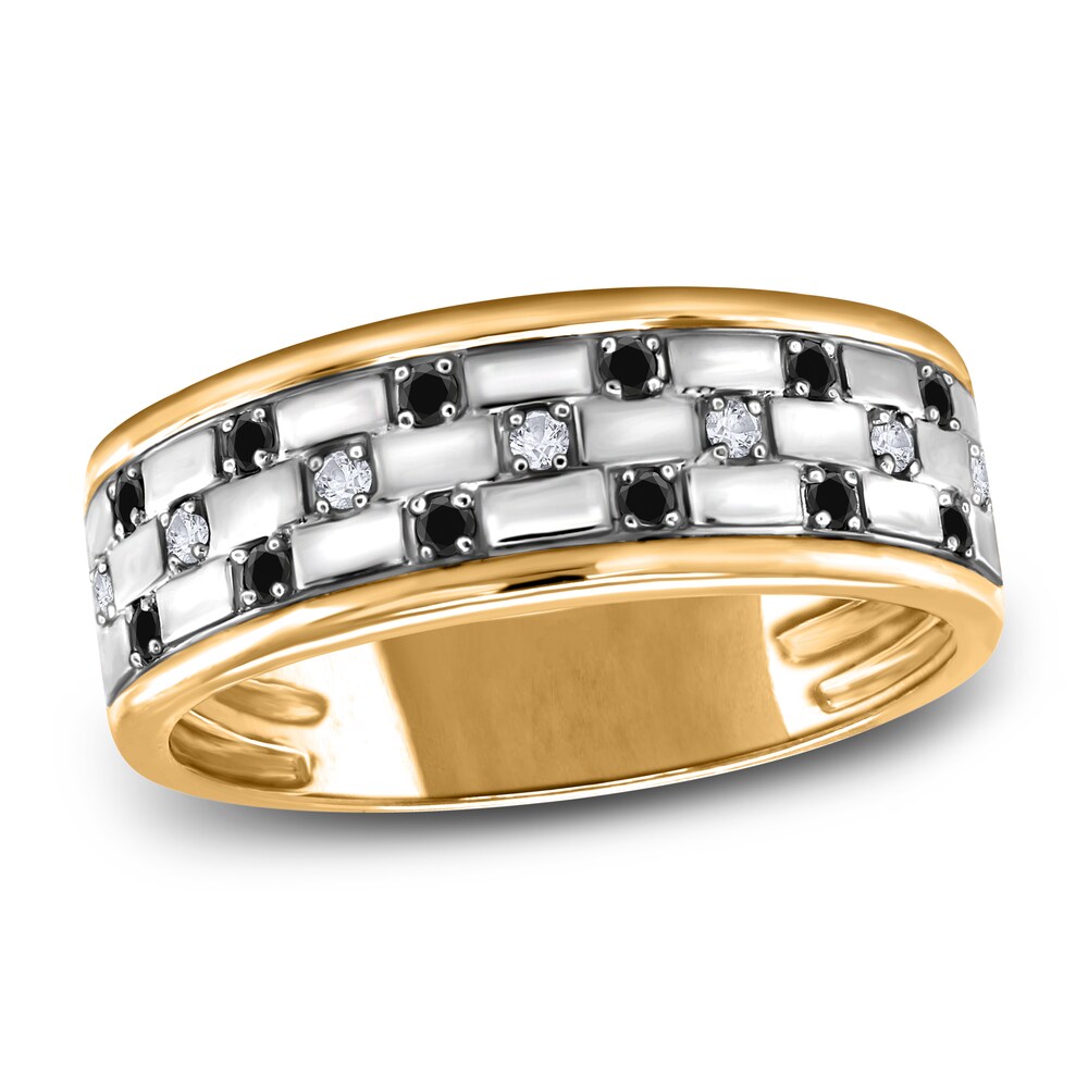 Men's Black & White Diamond Ring 1/4 ct tw Round 14K Two-Tone qTEso8Ku