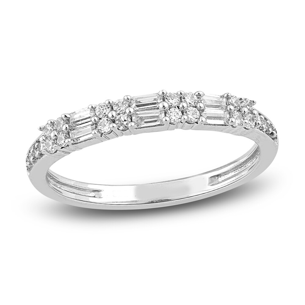 Diamond Stackable Anniversary Band 1/3 ct tw Round/Baguette 14K White Gold qmdcdVgx