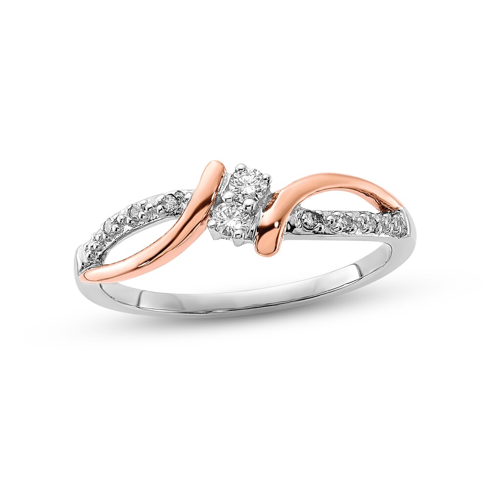 Diamond Ring 1/10 ct tw Round 10K Two-Tone Gold qtaN37xT