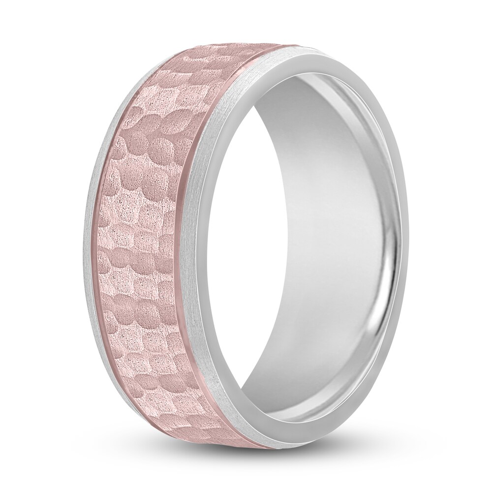 Hammered Ring 14K Two-Tone Gold 8mm qz8DenjI