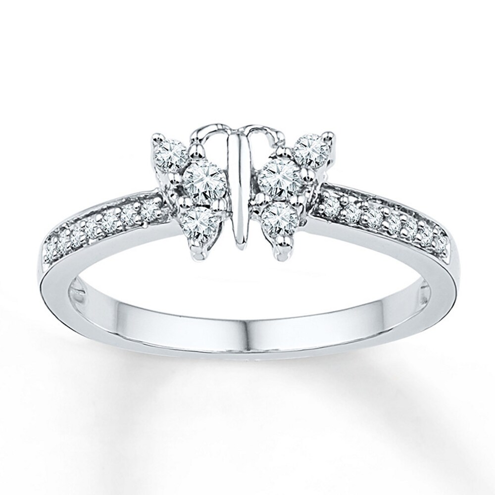 Diamond Butterfly Ring 1/4 ct tw Round-cut 10K White Gold r0CG2ghd