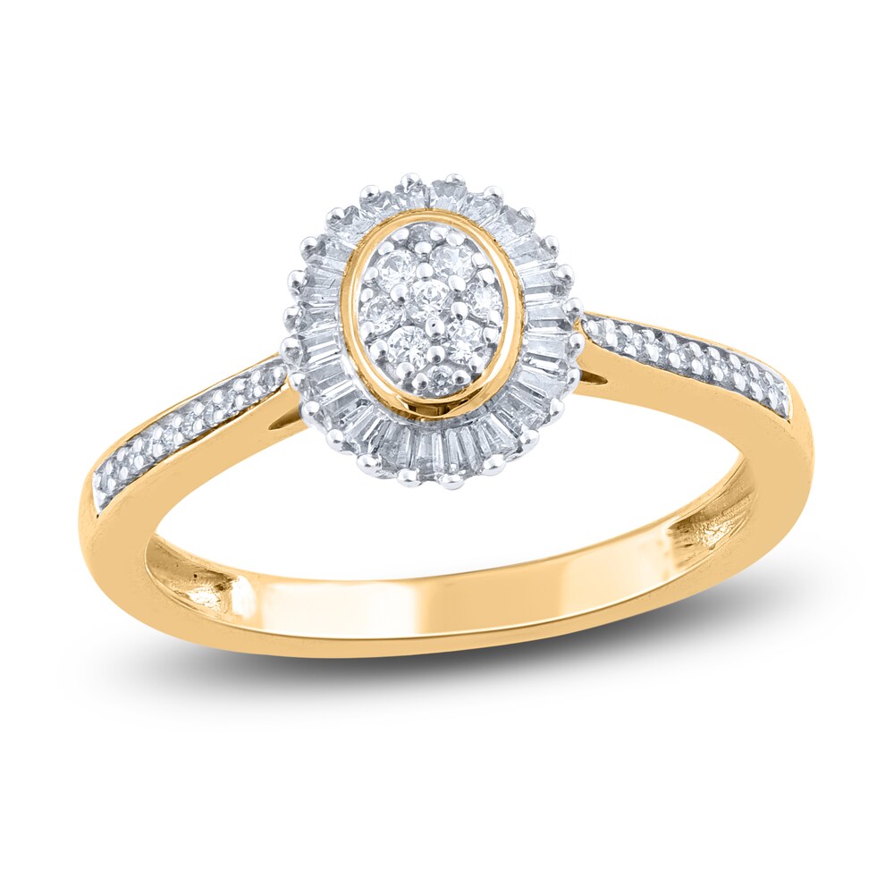 Diamond Promise Ring 1/4 ct tw Baguette/Round 14K Yellow Gold r1PyUSe1