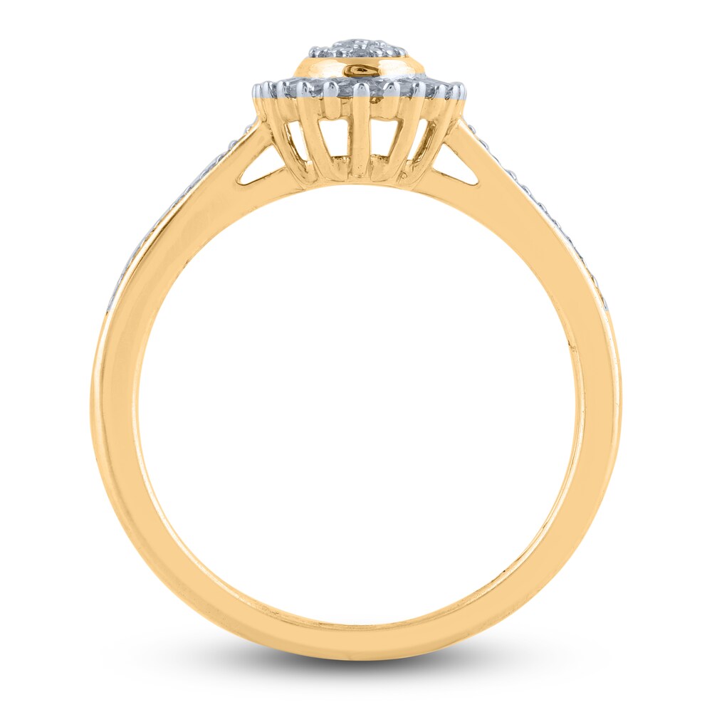 Diamond Promise Ring 1/4 ct tw Baguette/Round 14K Yellow Gold r1PyUSe1