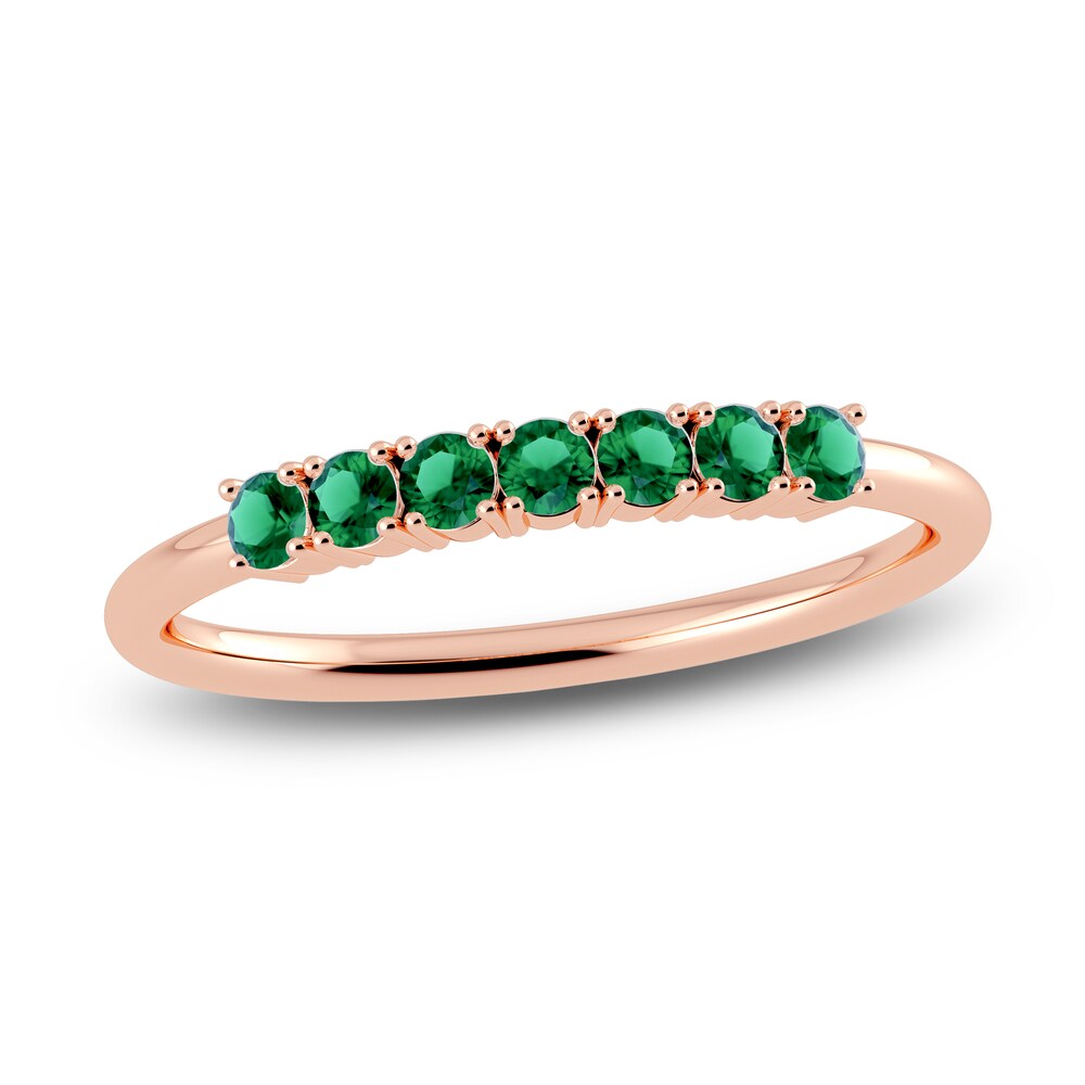 Juliette Maison Natural Emerald Half Eternity Ring 10K Rose Gold rI5tCt8O