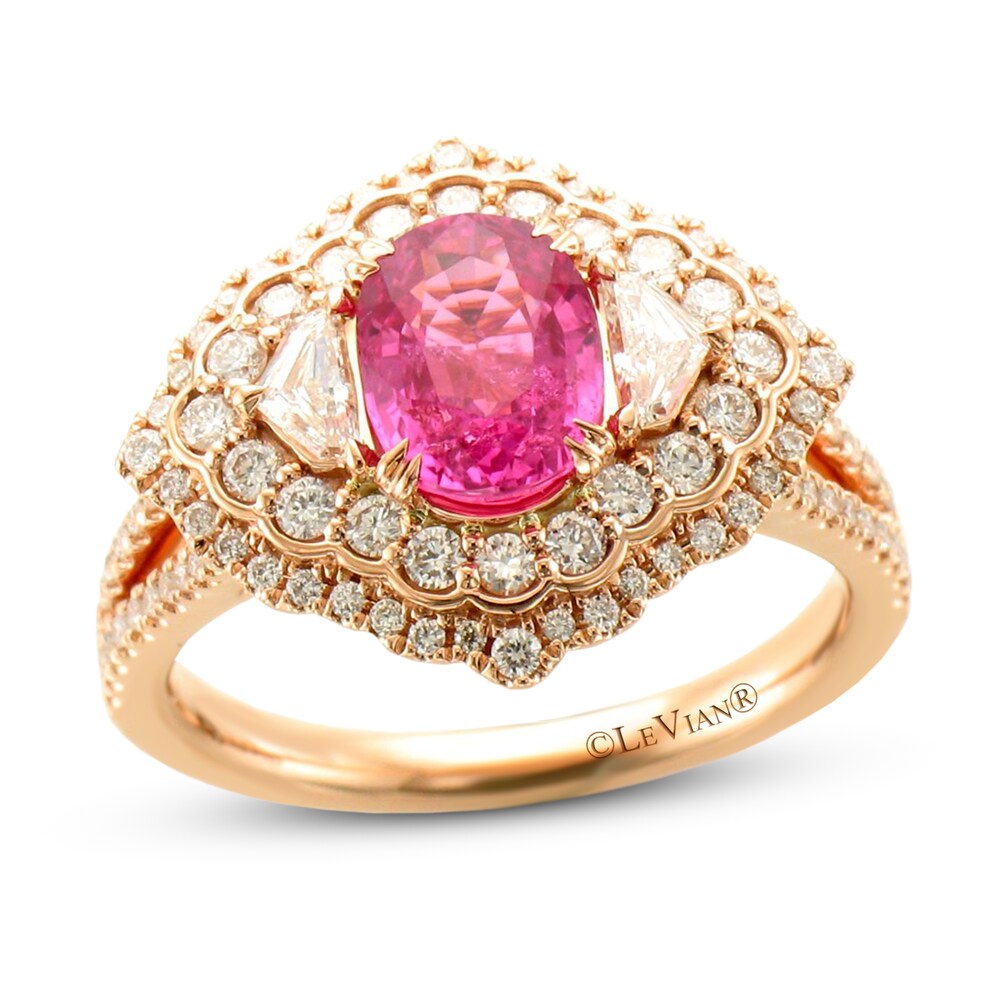 Le Vian Couture Pink Sapphire Ring 3/4 ct tw Diamonds 18K Strawberry Gold rX73CLIS