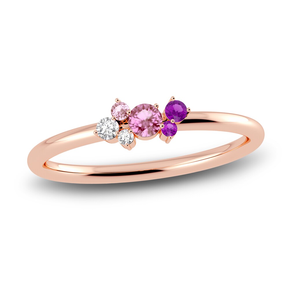 Juliette Maison Natural Pink Tourmaline, Amethyst. White Sapphire Constellation Ring 10K Rose Gold rYuLL8KJ