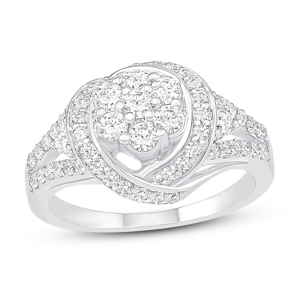 Diamond Ring 1 ct tw Round 14K White Gold rgjaUnQf