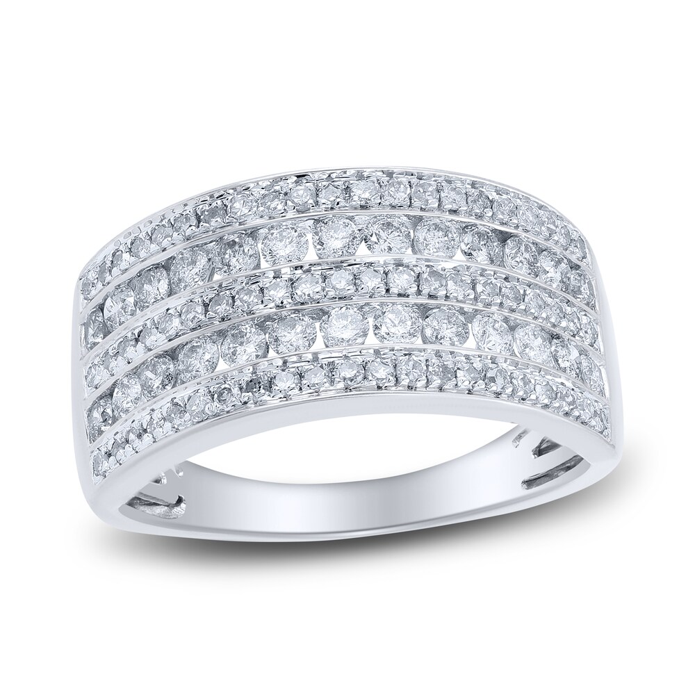 Diamond Multi-Row Anniversary Band 1 ct tw Round 14K White Gold rk5R2xfQ