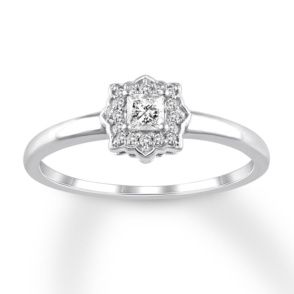 Diamond Promise Ring 1/4 ct tw Princess/Round 10K White Gold rrDq2N9h