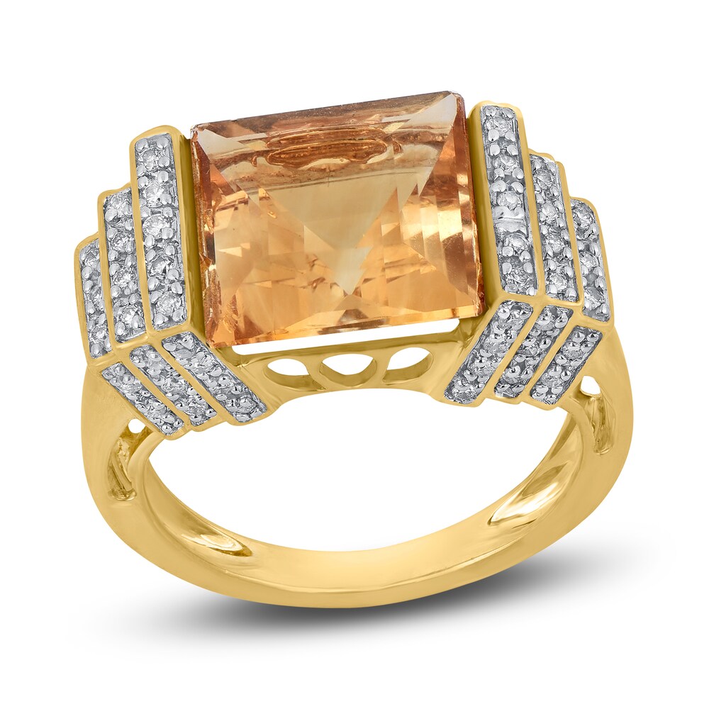 Natural Citrine Ring 1/3 ct tw Diamonds 14K Yellow Gold rxbpo71T