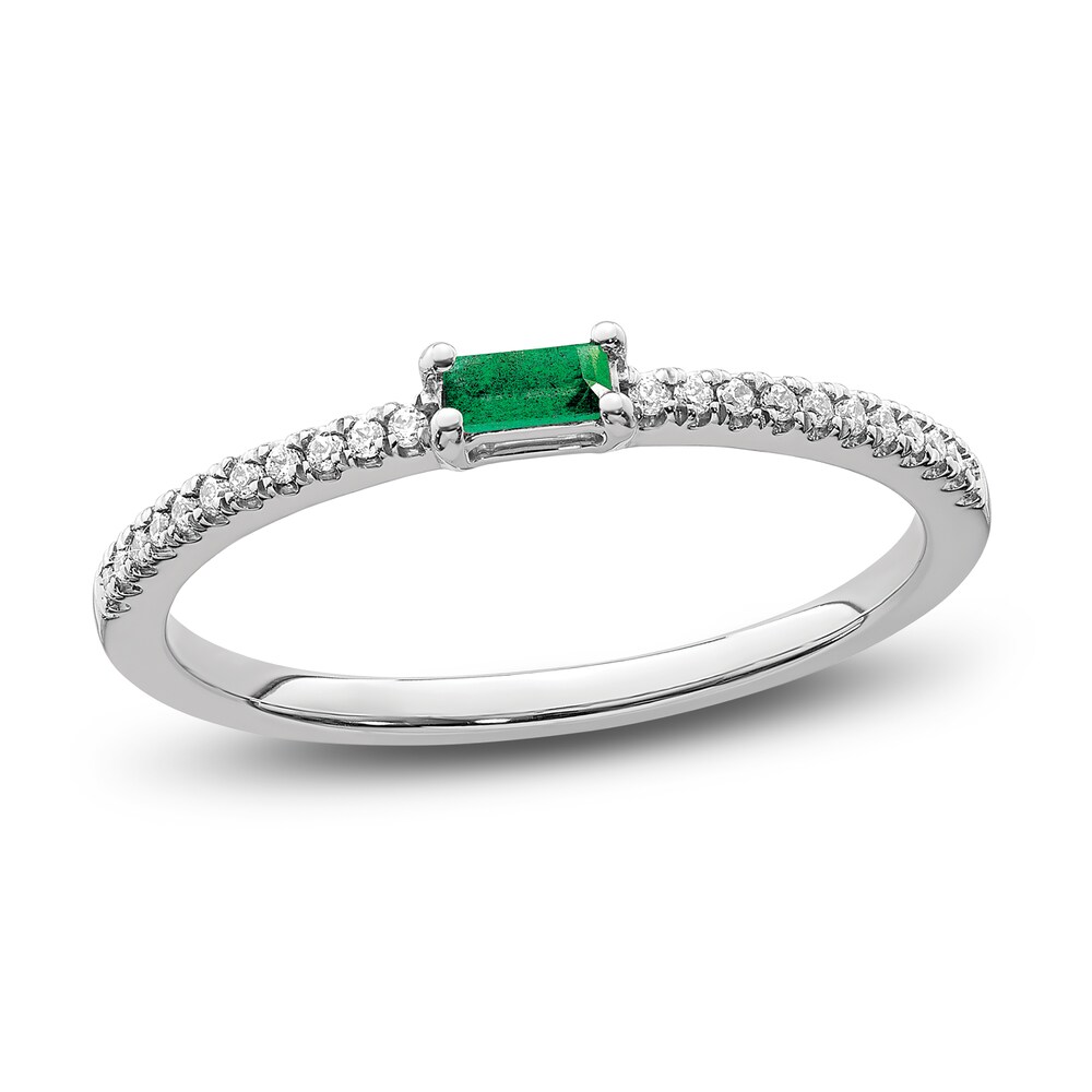 Natural Emerald Wedding Band 1/15 ct tw Round 14K White Gold s2aLwmir