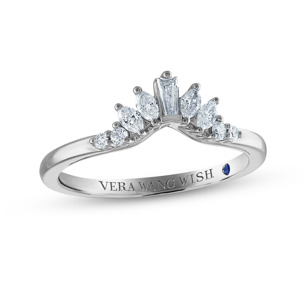 Vera Wang WISH Diamond & Blue Sapphire Anniversary Ring 1/4 ct tw Marquise/Round/Baguette 14K White Gold s2fBxqHM