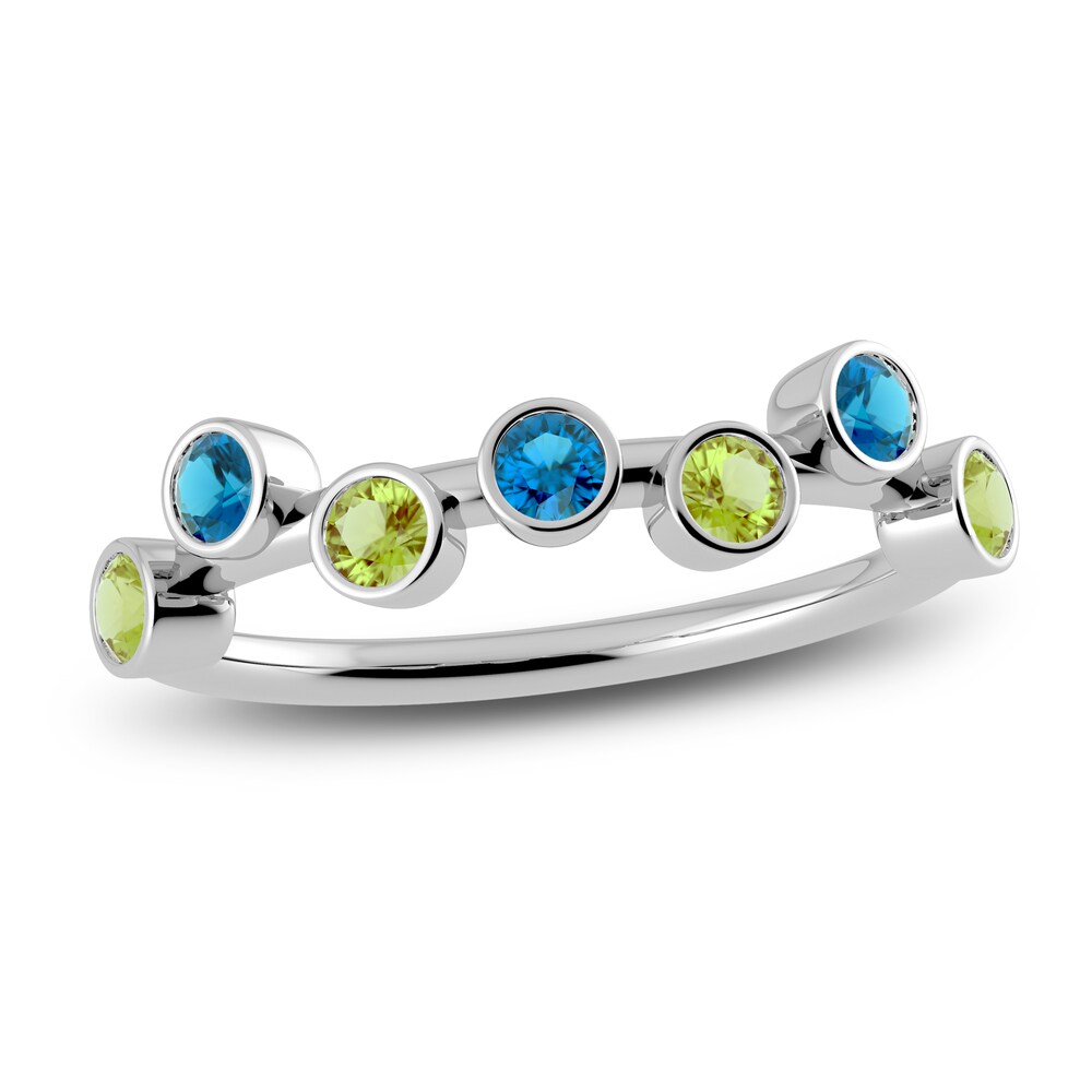 Juliette Maison Natural Peridot & Natural Blue Zircon Ring 10K White Gold s3uvBD71