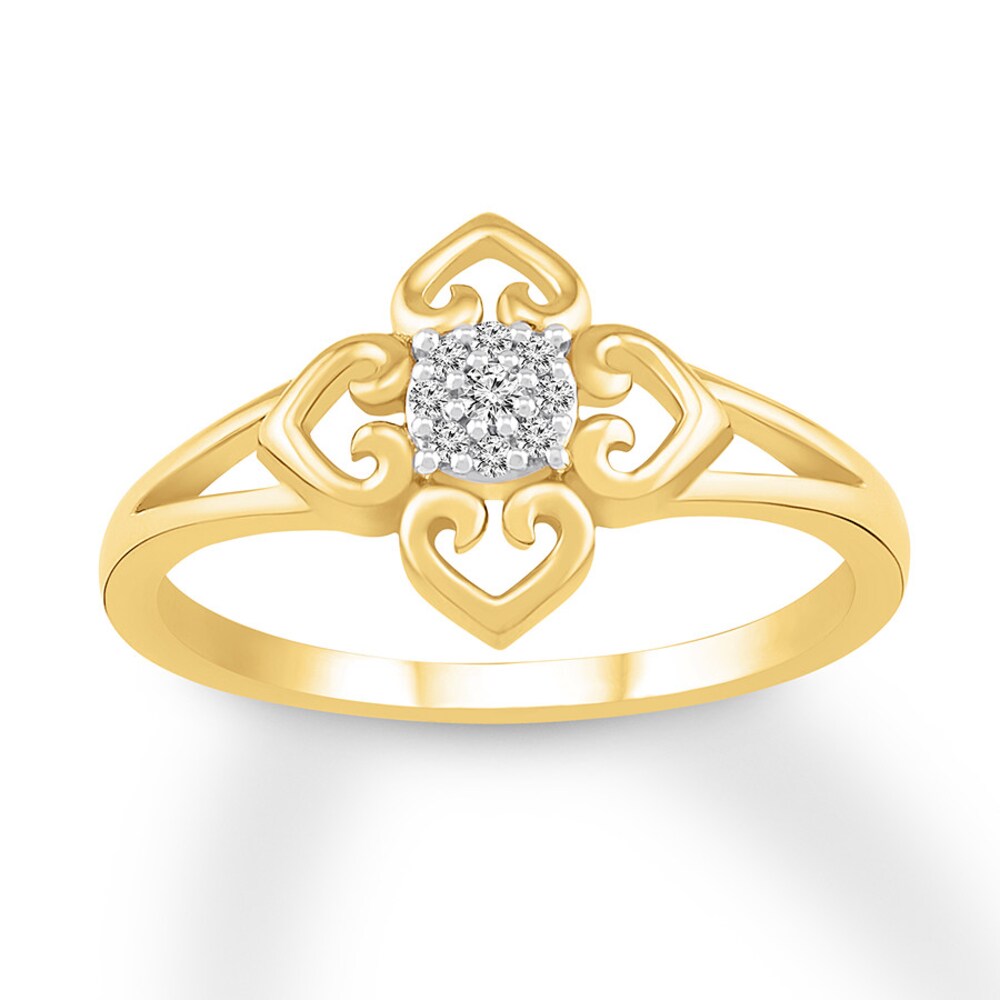 Diamond Flower Ring 1/20 carat tw 10K Yellow Gold s5prEAA1