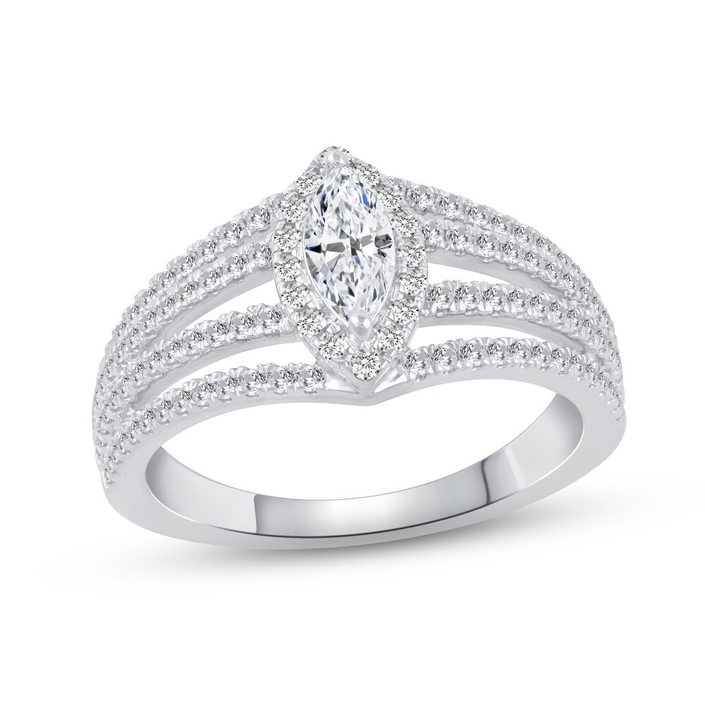 Diamond Ring 1 ct tw Round/Marquise 14K White Gold s5zreEqa