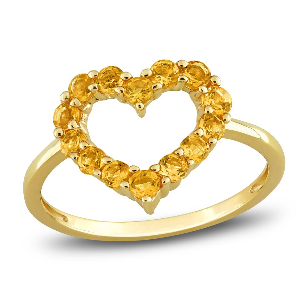 Natural Citrine Heart Ring 10K Yellow Gold sE10zgNi