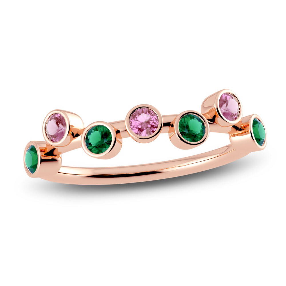 Juliette Maison Natural Pink Tourmaline & Natural Emerald Ring 10K Rose Gold sLQ1DKjz