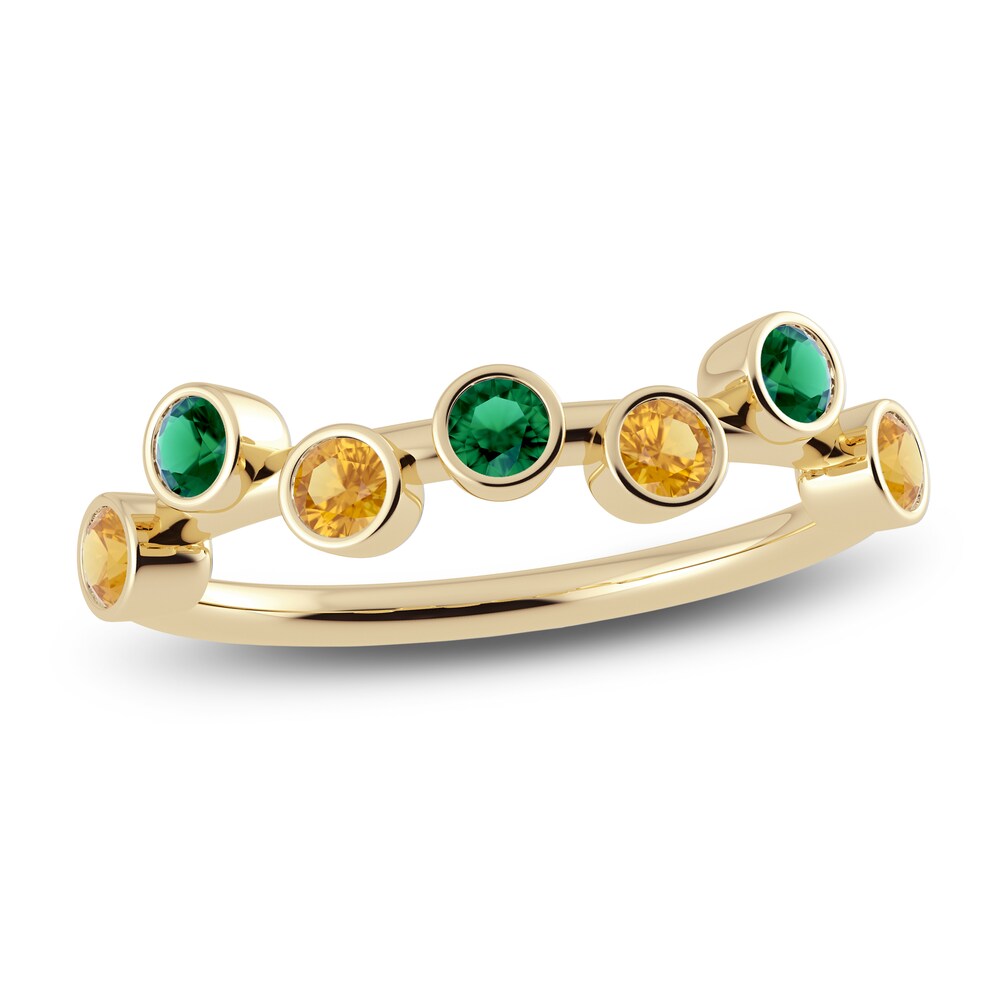 Juliette Maison Natural Citrine & Natural Emerald Ring 10K Yellow Gold sPQWKqP3