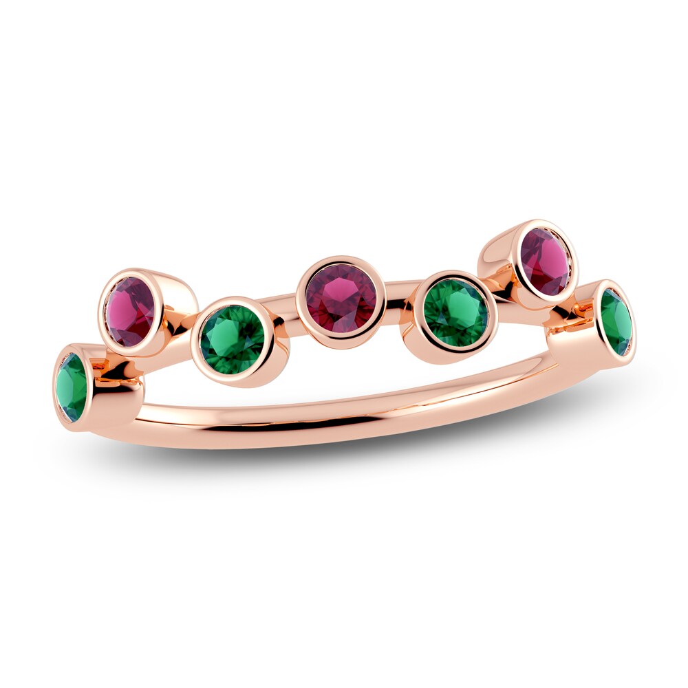 Juliette Maison Natural Emerald & Natural Rhodolite Garnet Ring 10K Rose Gold sQ2yL57X