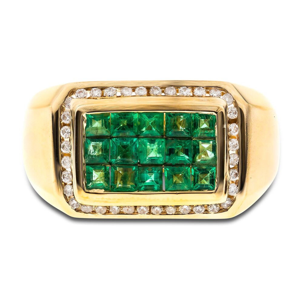 Natural Emerald Ring 1/5 ct tw Diamonds 14K Yellow Gold sXcdQxae