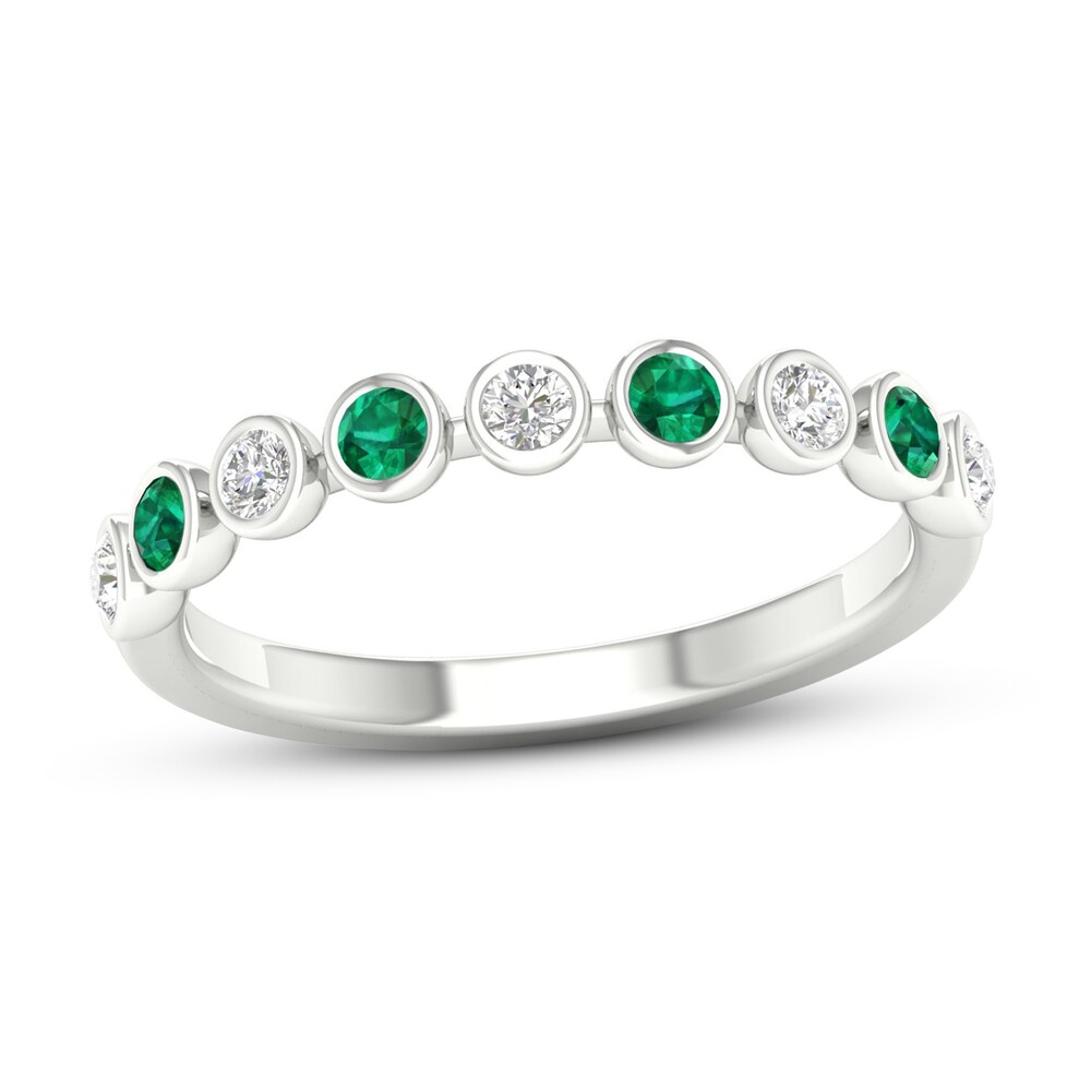 Natural Emerald Ring 1/6 ct tw Diamonds 10K White Gold sZHjDNot