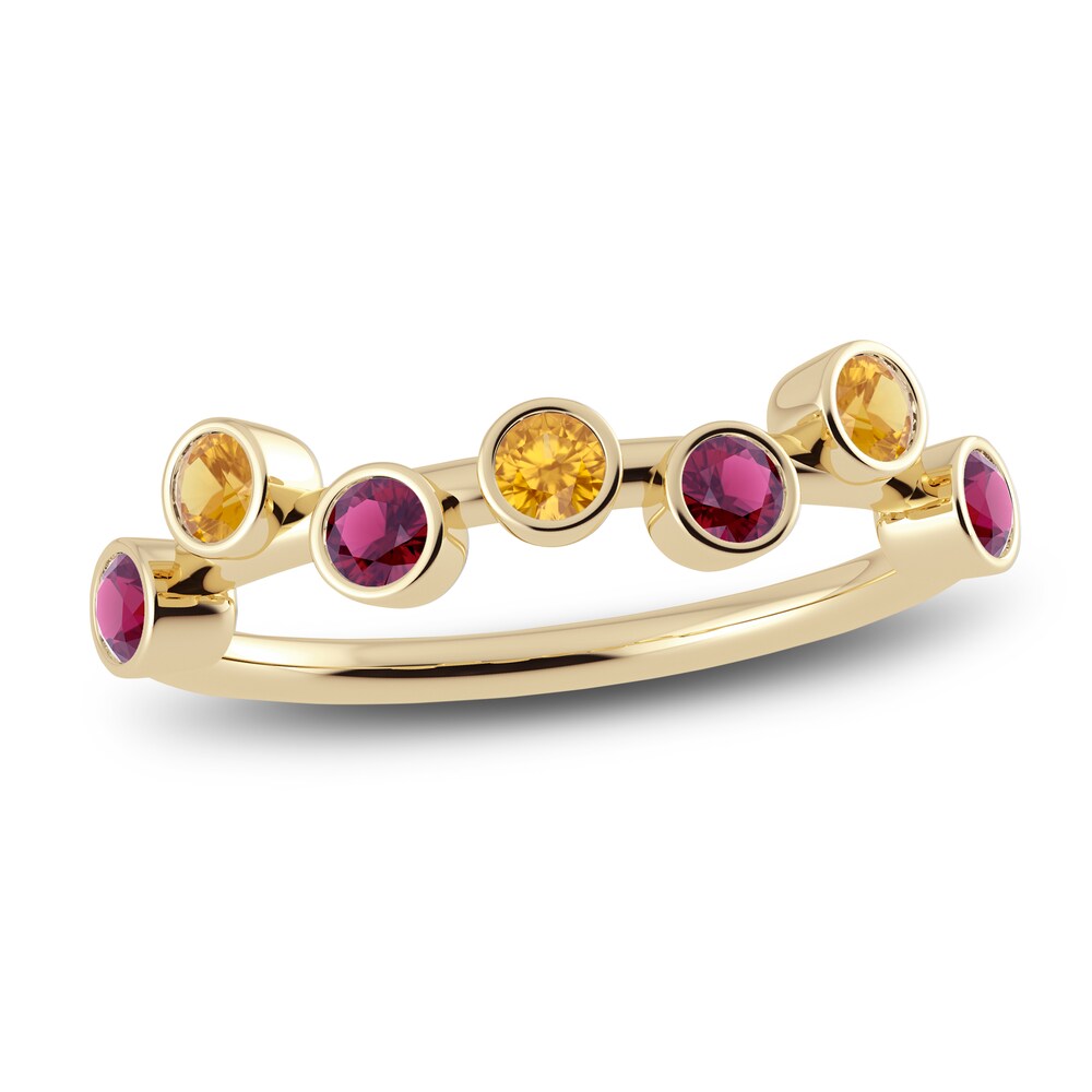 Juliette Maison Natural Citrine & Natural Rhodolite Garnet Ring 10K Yellow Gold sdSYSkRc